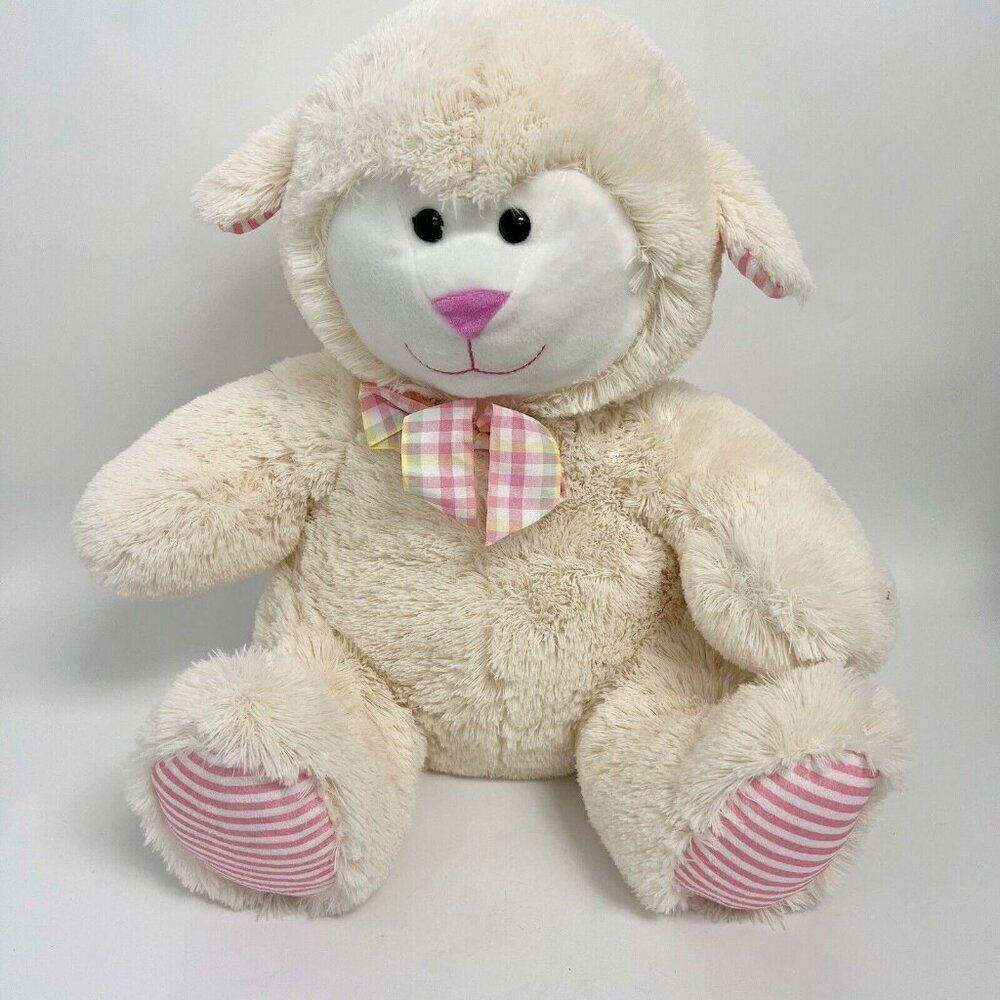 Homerbest Cream Lamb Easter Spring Soft Big Sheep Bow Stuffed Animal Plush Toy